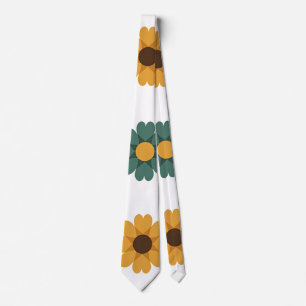 Retro Floral Blossom and Vintage 70s Botanical Neck Tie