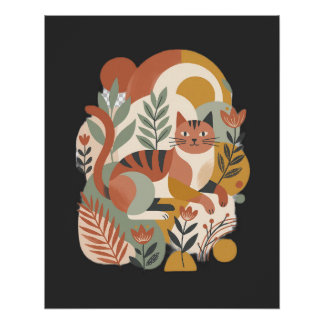 Retro Floral Boho Art T-Shirt Poster