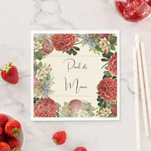 Retro Floral BOHO Wedding Invitation Napkins