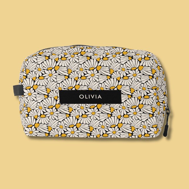 Retro floral botanical block print dopp kit (Retro floral botanical block print personalized toiletry bag)