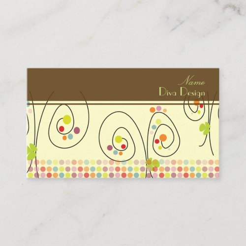 Retro floral bouquet/polka dots/DIY background Business Card Template