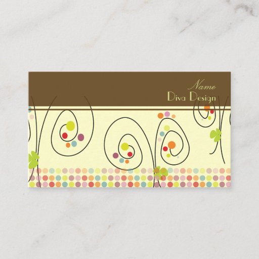 Customizable Retro floral bouquet/polka dots/DIY background Business Card Template