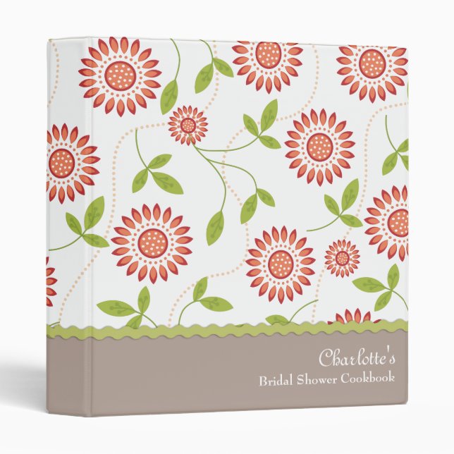 Retro Floral Bridal Shower Cookbook Recipe Binder (Front/Spine)