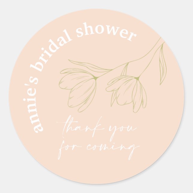 Retro Floral Bridal Shower Favor Seal Sticker A115 (Front)