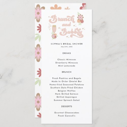 Retro Floral Brunch and Bubbly Bridal Shower  Menu