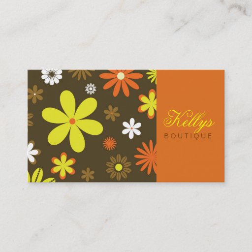 Customizable Retro Floral Business Card