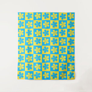 Retro floral check Classic Tapestry