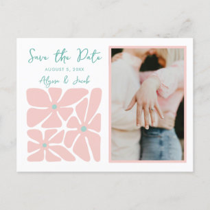 Retro Floral Chic Photo Save the Date Postcard