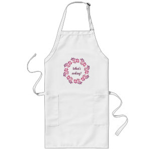 Retro floral circle gradient element. Text Long Apron