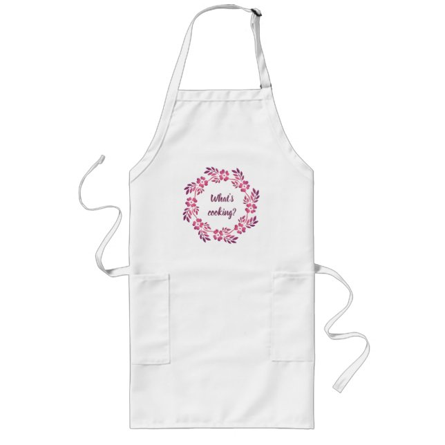 Retro floral circle gradient element. Text Long Apron (Front)