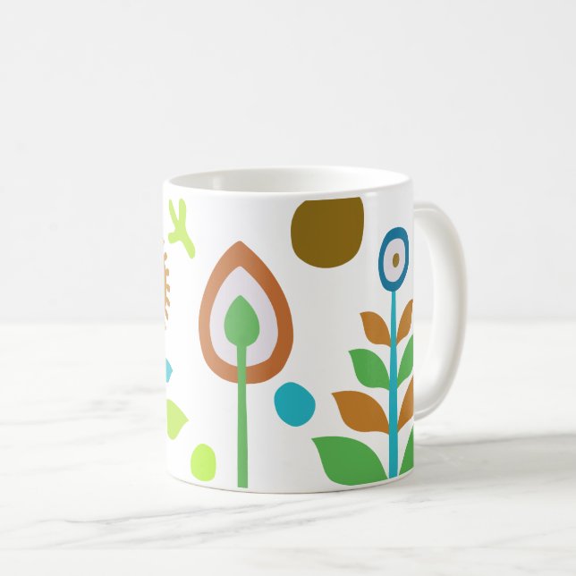 Retro Floral Coffee Mug (Front Right)