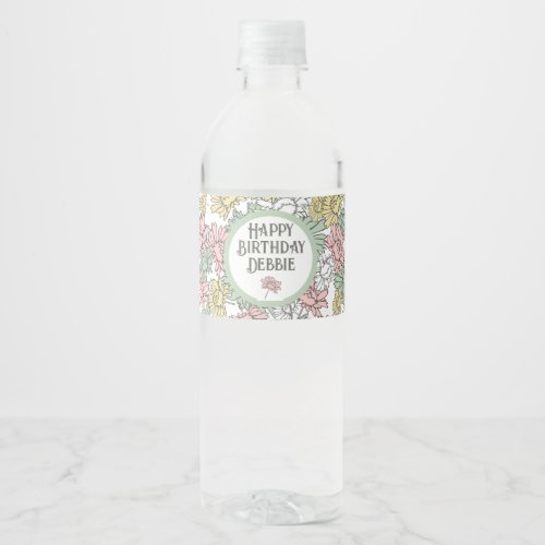 Retro Floral Collection Water Bottle Wrap Water Bottle Label