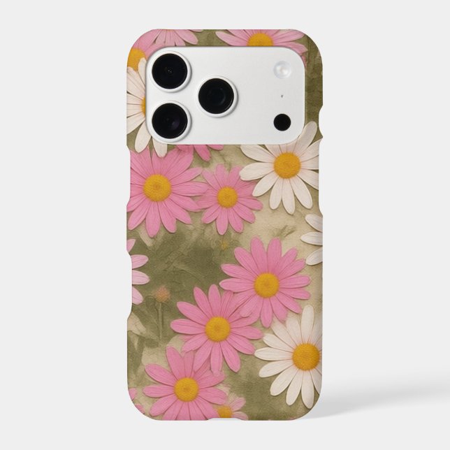 Retro Floral Daisy Pattern Aesthetic Design Iphone Case (Back)