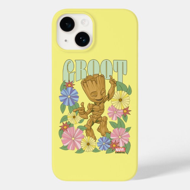 Retro Floral Dancing Kid Groot Graphic Case-Mate iPhone Case (Back)
