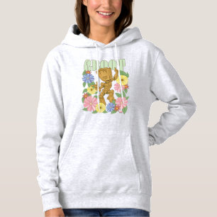 Retro Floral Dancing Kid Groot Graphic Hoodie