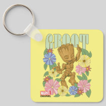 Retro Floral Dancing Kid Groot Graphic Keychain