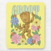 Retro Floral Dancing Kid Groot Graphic Mouse Pad