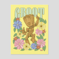 Retro Floral Dancing Kid Groot Graphic Postcard