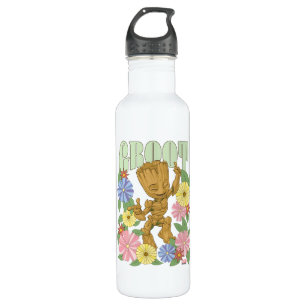 Retro Floral Dancing Kid Groot Graphic Stainless Steel Water Bottle
