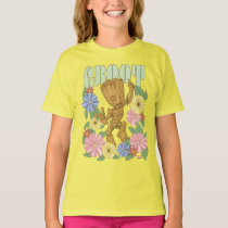 Retro Floral Dancing Kid Groot Graphic T-Shirt