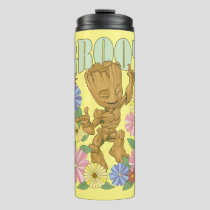 Retro Floral Dancing Kid Groot Graphic Thermal Tumbler