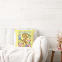 Retro Floral Dancing Kid Groot Graphic Throw Pillow
