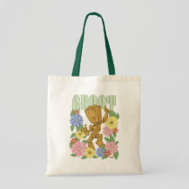 Retro Floral Dancing Kid Groot Graphic Tote Bag