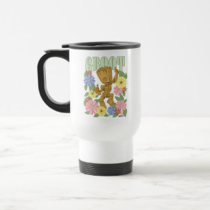 Retro Floral Dancing Kid Groot Graphic Travel Mug