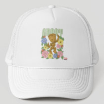Retro Floral Dancing Kid Groot Graphic Trucker Hat