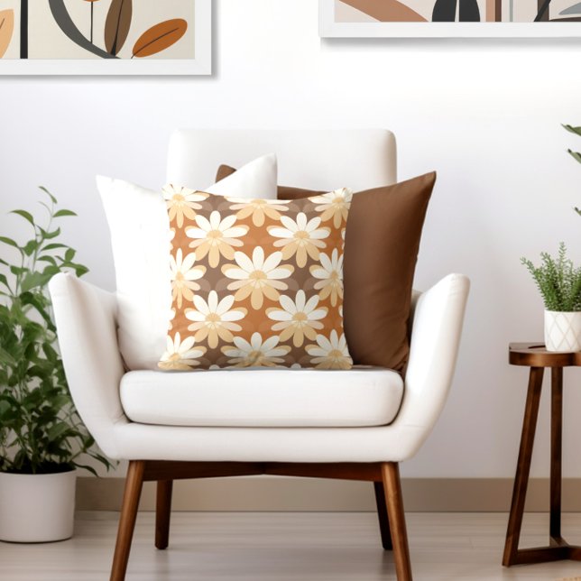 Retro Floral Decorative Throw Pillow (Complete your elegant retro look with an exclusive Wild on Flowers Throw PIllow.)