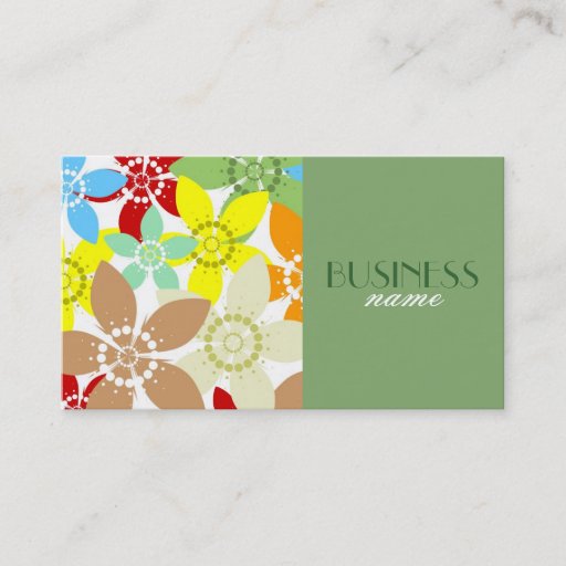 Customizable Retro Floral Design Business Card