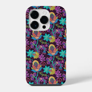 Retro Floral Design Colorful Glass Beads Look iPhone 14 Pro Case