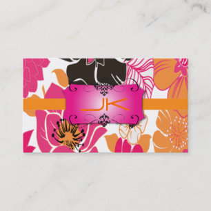 Retro Floral Design, easily customized Business Card
