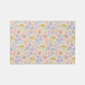 Retro floral design with flowers and fruits. rug