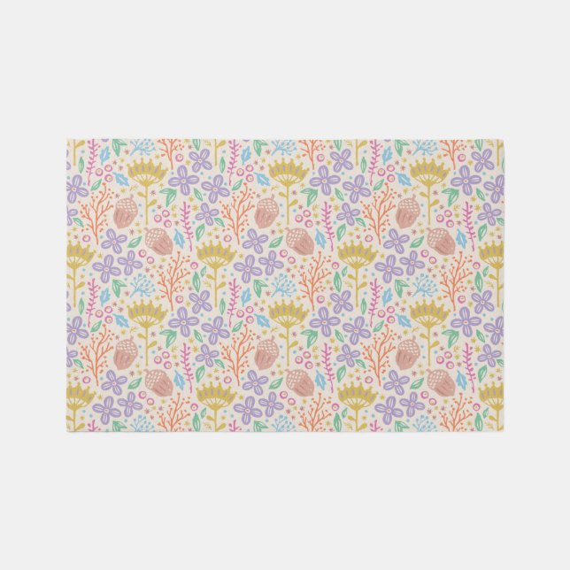 Retro floral design with flowers and fruits. rug (Front)