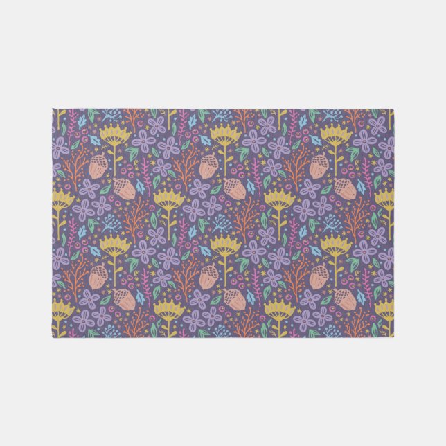 Retro floral design with flowers and fruits. rug (Front)