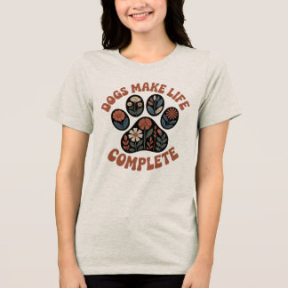 Retro Floral Dog Paw Tri-Blend Shirt