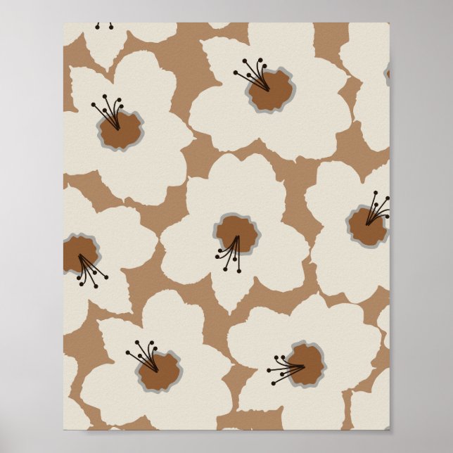 Retro Floral Earth Tones Poster (Front)