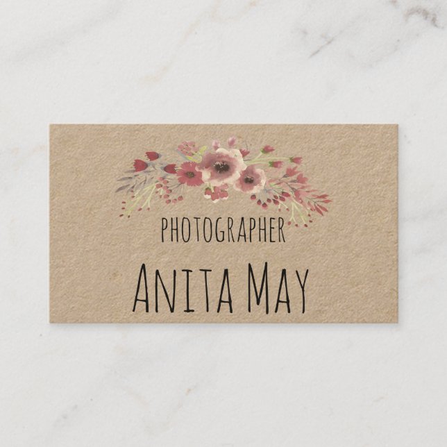 Retro, Floral, Elegant, Vintage Business Card (Front)