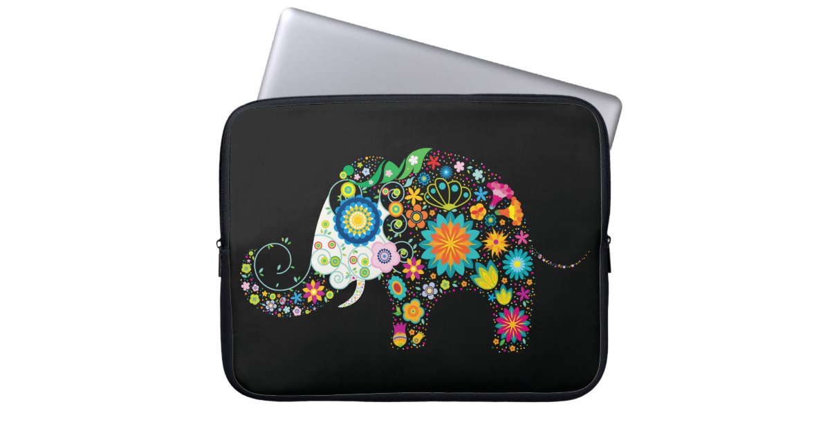 Retro Floral Elephant Fine Cute Girly Laptop Sleeve | Zazzle.com