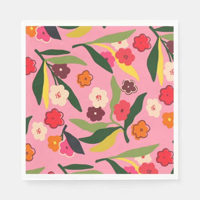Retro Floral Fields Napkins (Front)