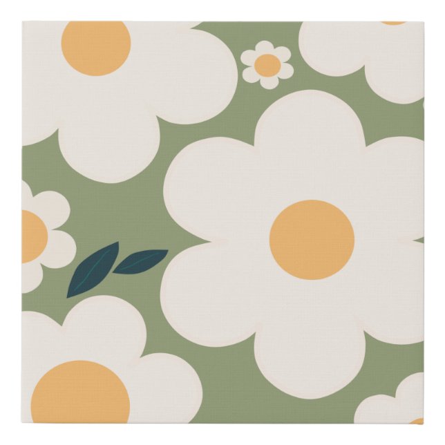 Retro Floral Flower Market Tokyo Abstract Flowers Faux Canvas Print (Front)