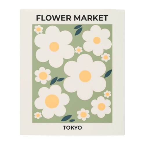 Retro Floral Flower Market Tokyo Abstract Flowers Metal Print