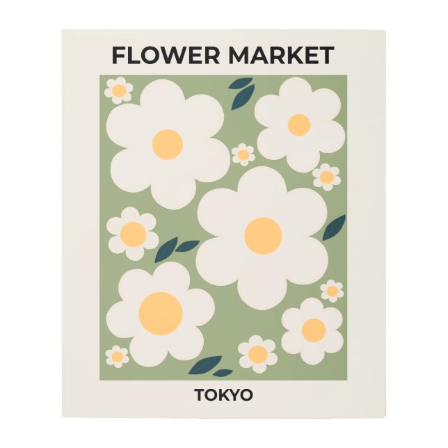 Retro Floral Flower Market Tokyo Abstract Flowers Metal Print (Front)