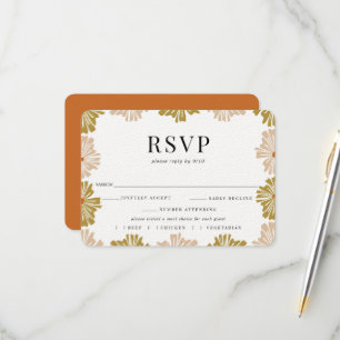 Retro Floral Frame Wedding RSVP Meal Choice