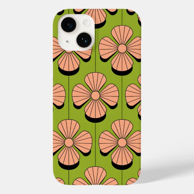 Retro Floral Geometry Pattern - Pink Petals  Case-Mate iPhone Case (Back)