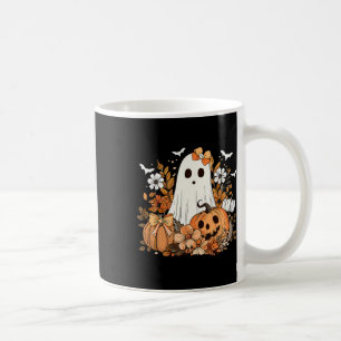 Retro Floral Ghost Cute Pumpkin Autumn Halloween W Coffee Mug