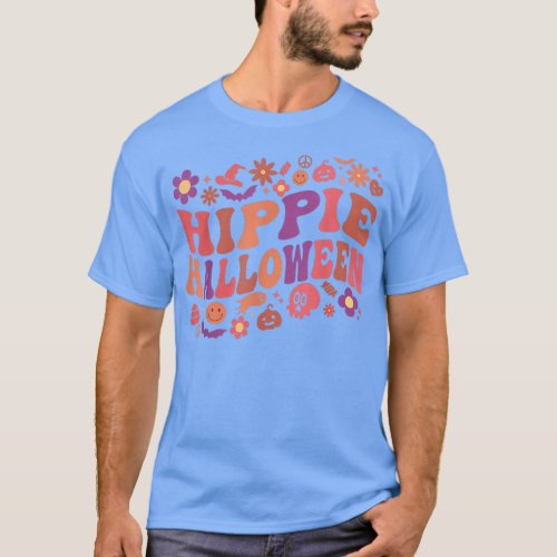 Retro Floral Ghost Groovy Hippie Halloween 60s 70s T_Shirt
