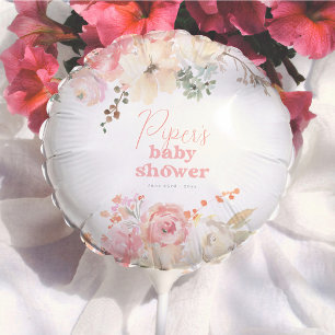 Retro Floral Girl Baby Shower Balloon