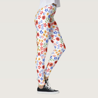 Retro Floral Granny Print on White to Customize Leggings
